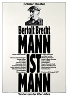 Volker Noth, Plakat, Bertolt Brecht, Mann ist Mann, Tendenzen der 20er Jahre, Schiller-Theater, 1977, Format: 118,9 x 84 cm